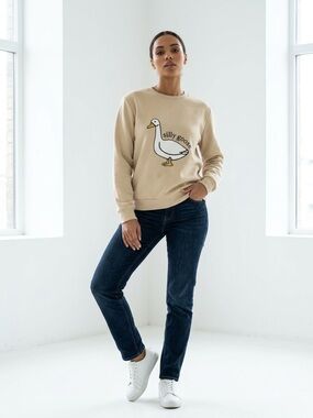 Silly Goose Crewneck Sweater - Beige